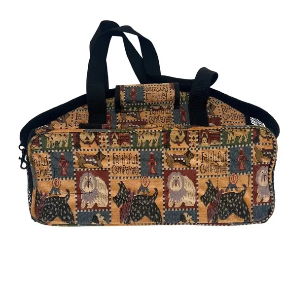 Tapestry‎ Dog Breed Travel Pet Carrier Tote Bag Purse Pocket Black Novelty Mesh - Picture 3 of 8